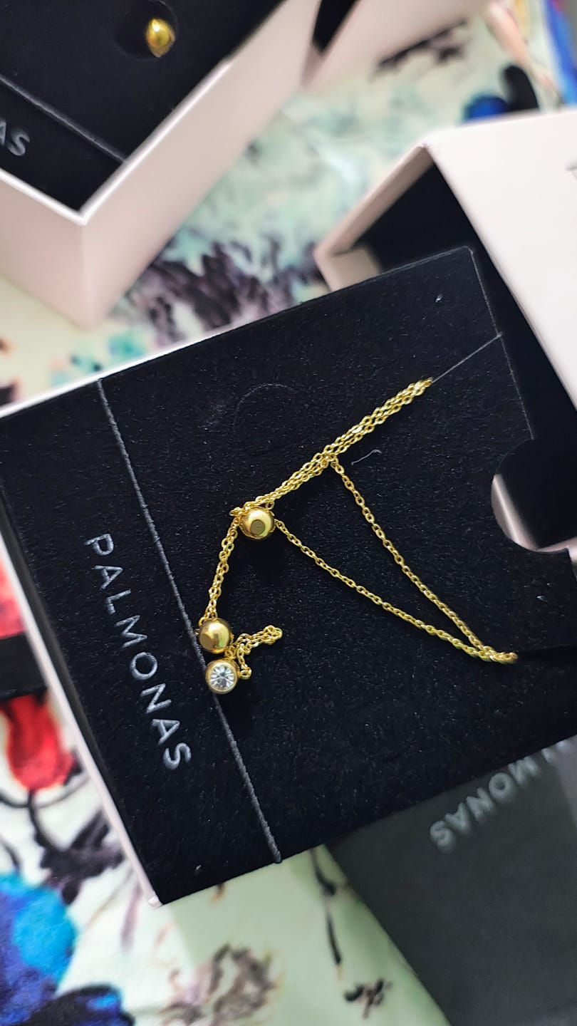 Customer photo review of Two Layered Solitaire Drop Necklace