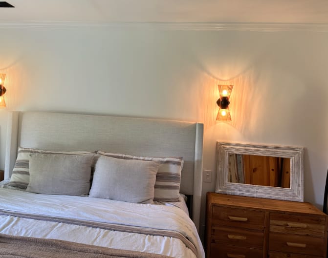 Customer photo review of Modern 2-Light Pleated Glass Shade Double Cone Sconce
