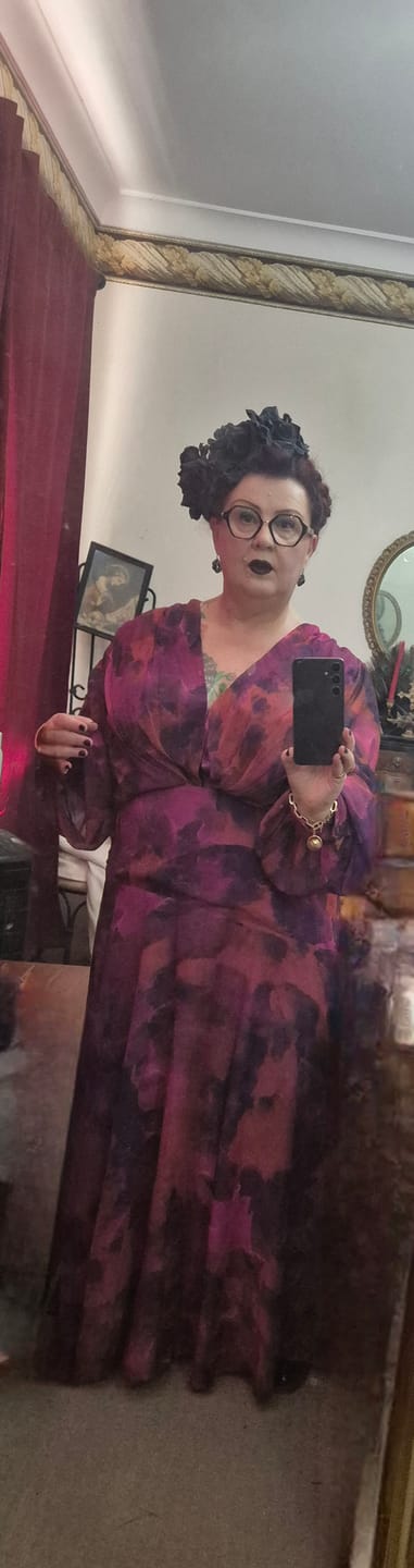 Customer photo review of Martina Maxi Dress in Purple Watercolour Chiffon