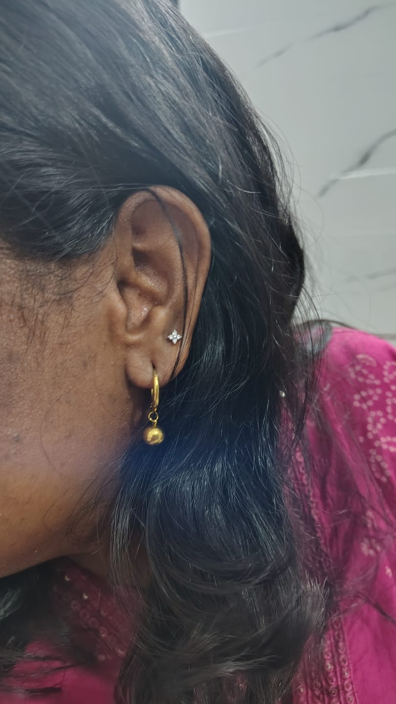 Customer photo review of Golden Orb Earrings