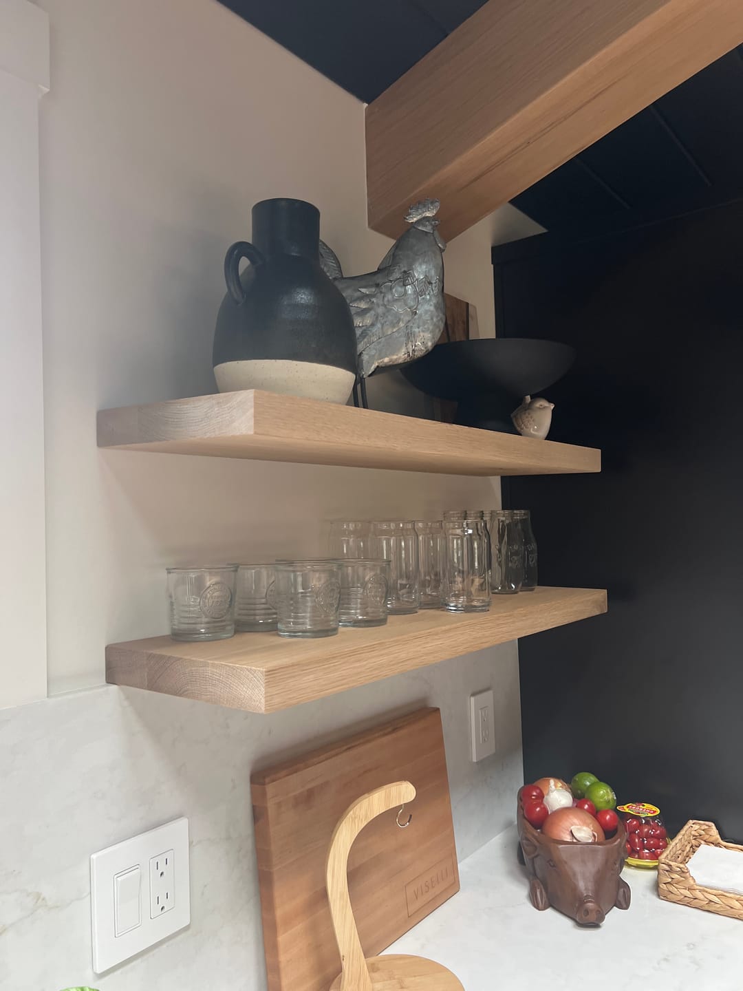 Customer photo review of White Oak Floating Shelves