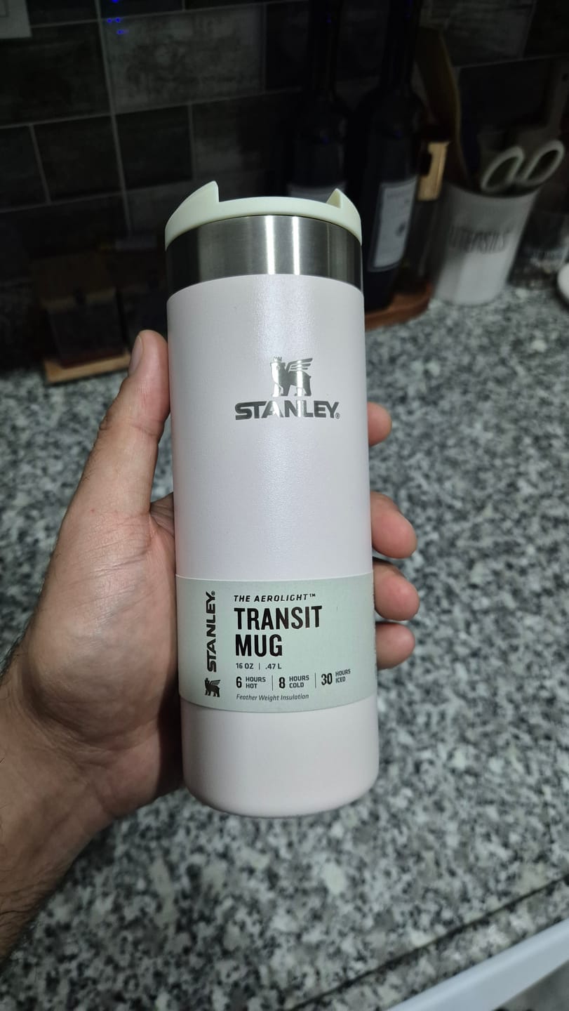 Customer photo review of Stanley The Aerolight Transit Mug Rose Quartz Metallic 0.47L
