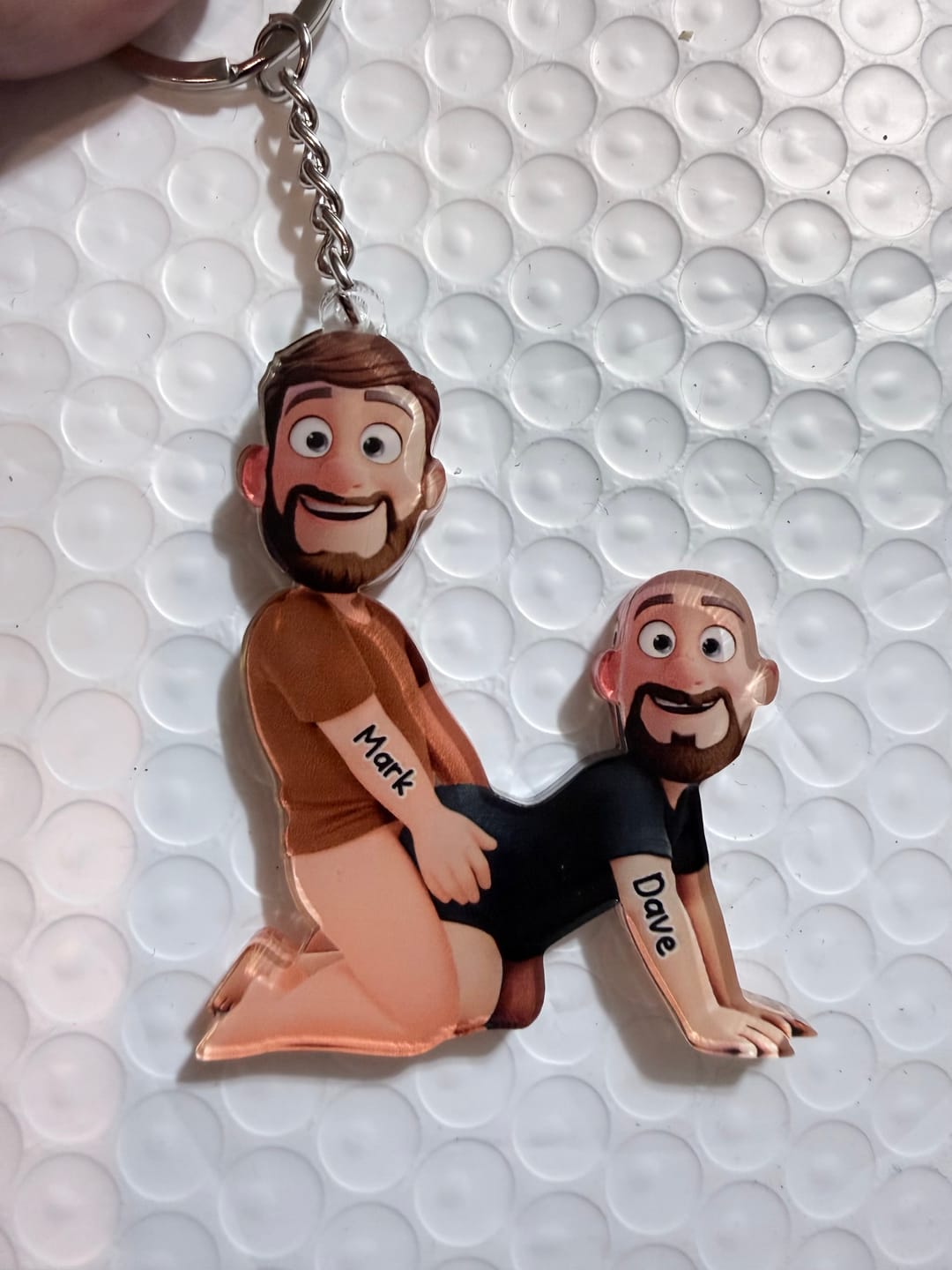 Customer photo review of Naughty Personalized Gay Couple Keychain - Gifts For Couple