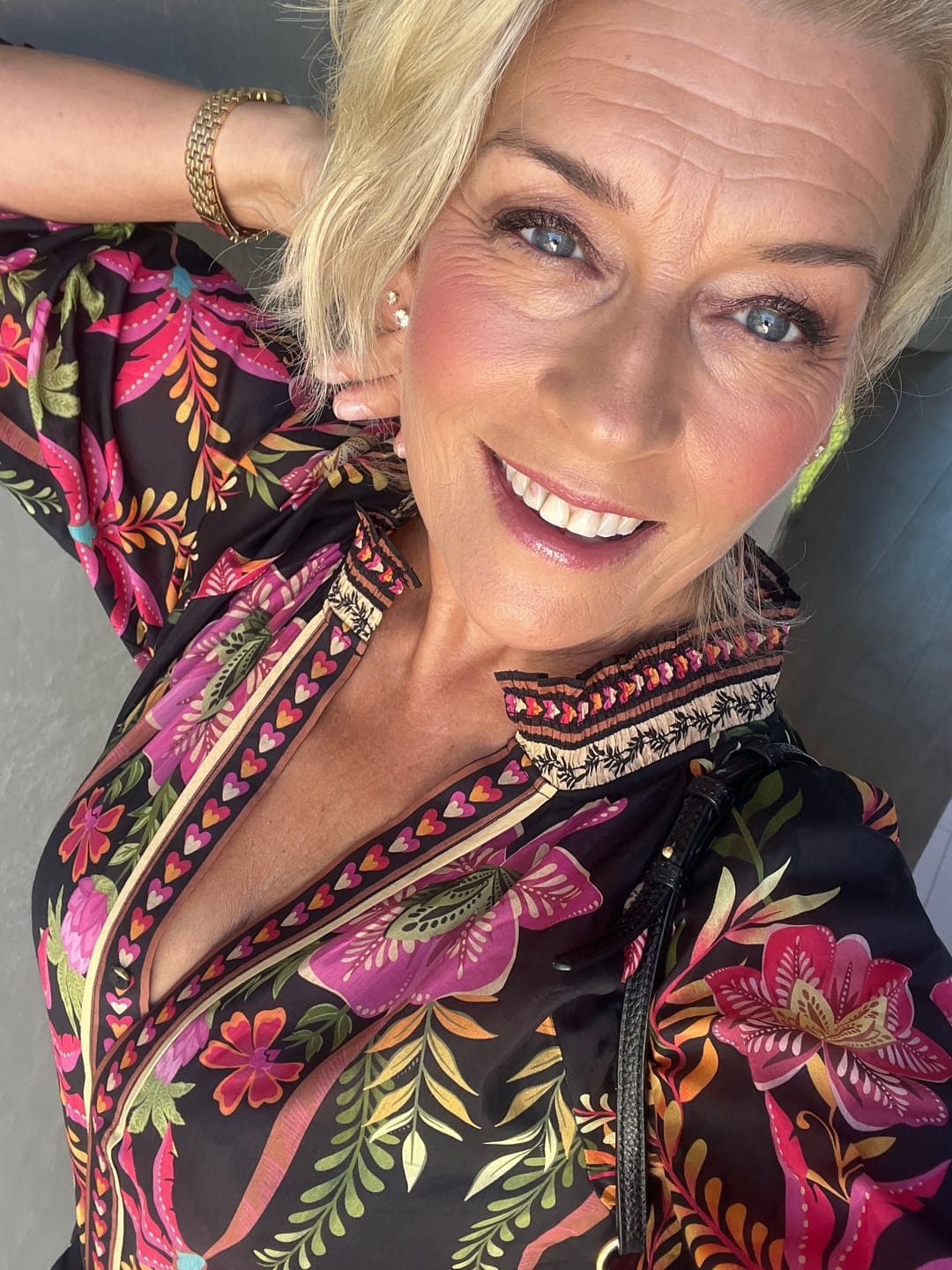 Customer photo review of Carmen Cotton Silk Maxi Dress in Anthos Lótos