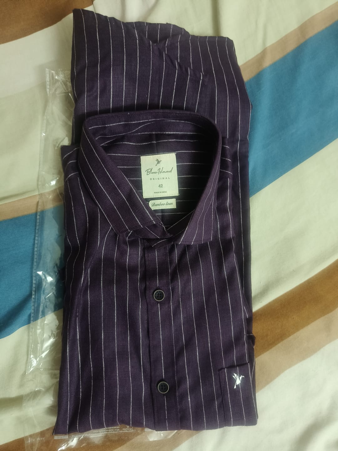 Customer photo review of Dark Wine Vertical Stripes -Full-Bamboo Linen