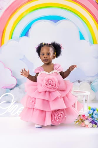 Customer photo review of Elegant Baby Girls Pink Flower Girl One-year-old Princess Toddler Beauty Pageant Dress