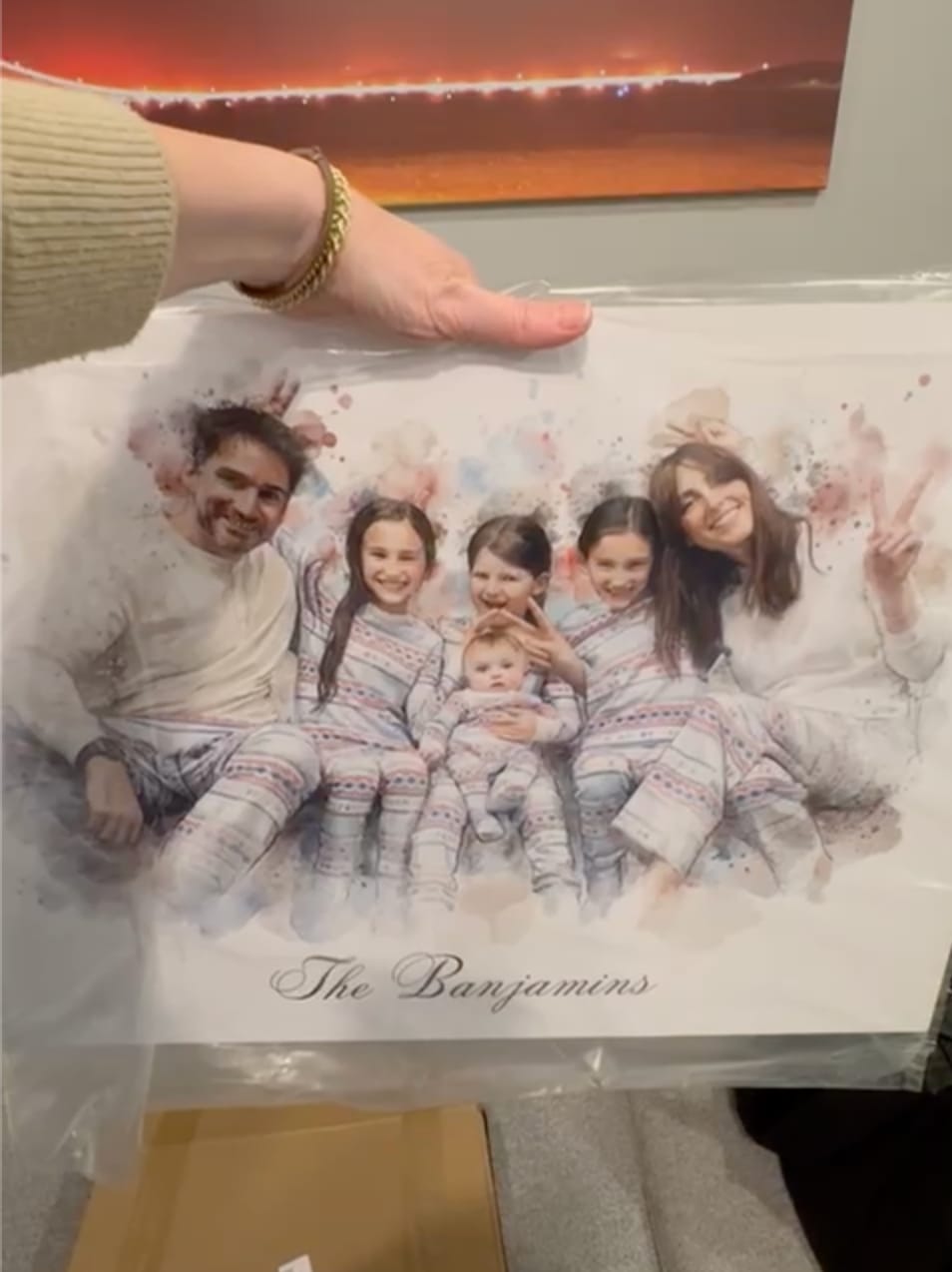 Customer photo review of Personalized Watercolor Metal Portrait