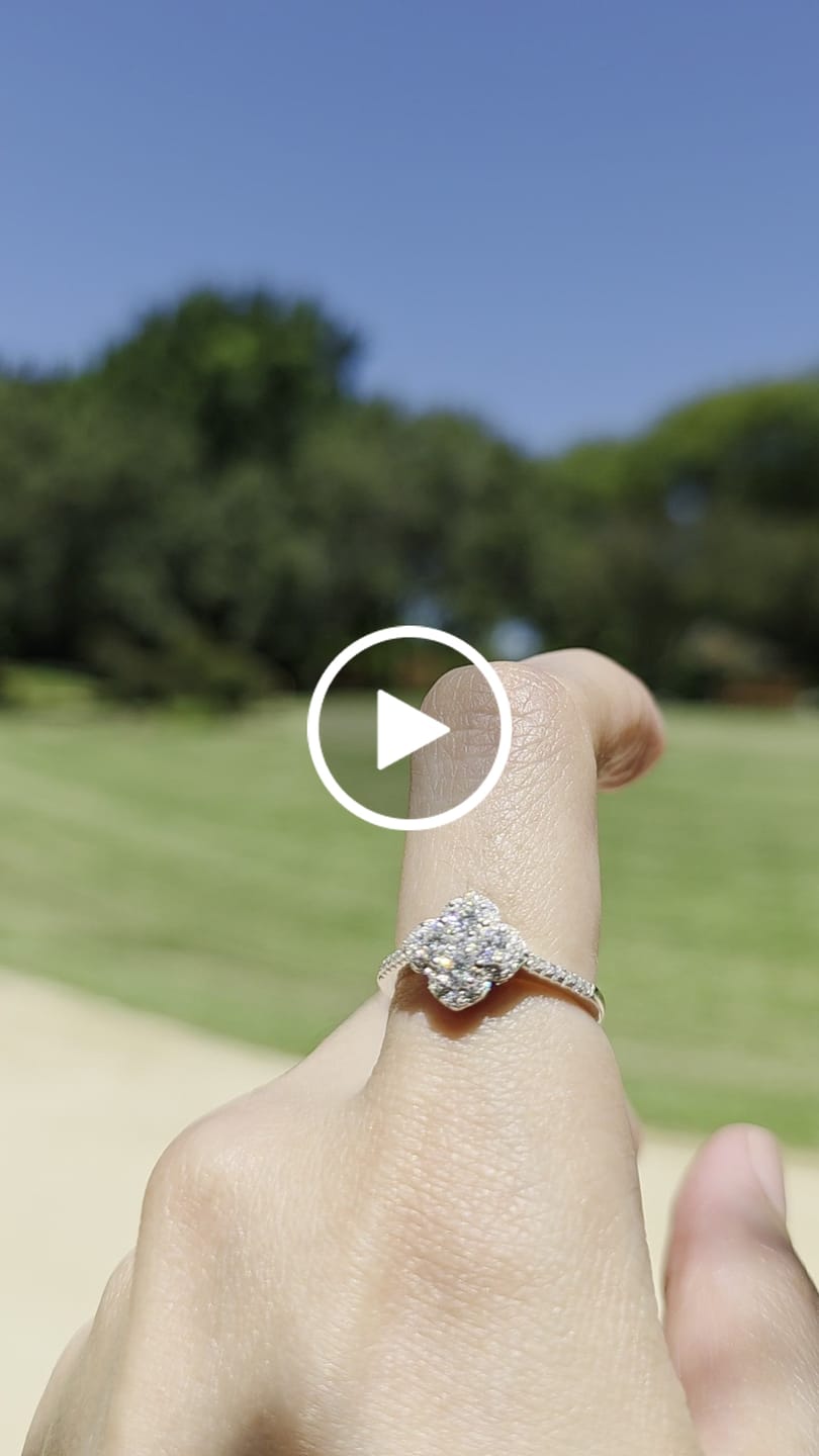 Customer video review of Elegant Clover Leaf Cocktail Ring with Pave Band