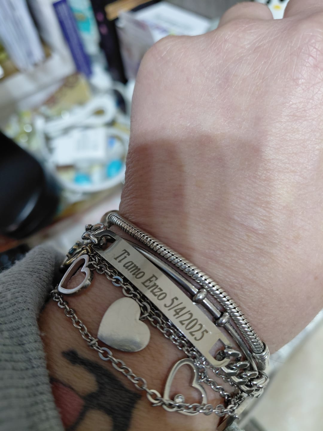 Customer photo review of Coppia di Bracciali Amore Eterno Personalizzati con incisione