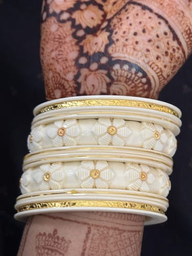 Customer photo review of "Ancient Gold Chuda : Ivory Bangle's Beauty "