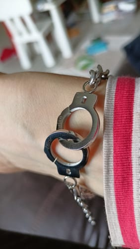 Customer photo review of Bracelet menottes homme et maille cubaine en acier inoxydable