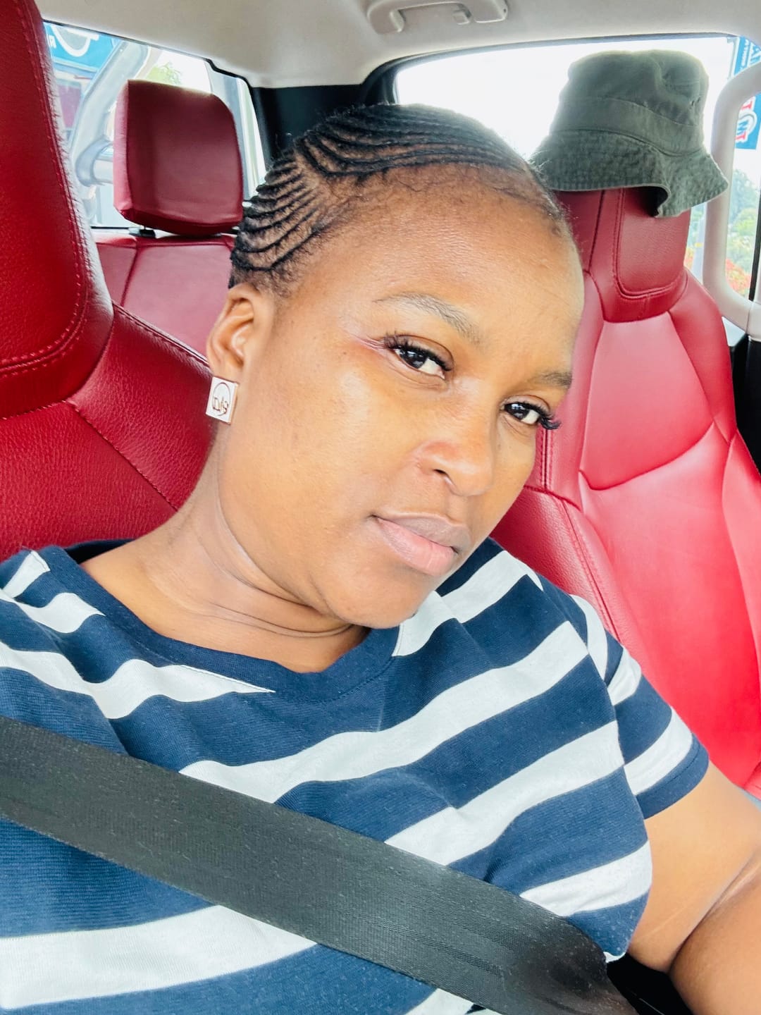 Customer photo review of Gold Pearl Square Earrings
