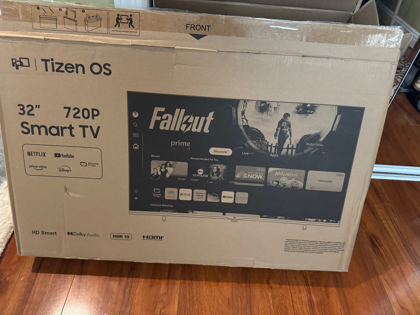 Customer photo review of FPD Smart TV 32 Inch, Elevision Powered by Tizen OS Compatible with Samsung TV Plus, 720 HD TV with Dolby Audio, HDR 10, SmartThings, Miracast, Gaming Hub, Voice Control Flat Screen TV