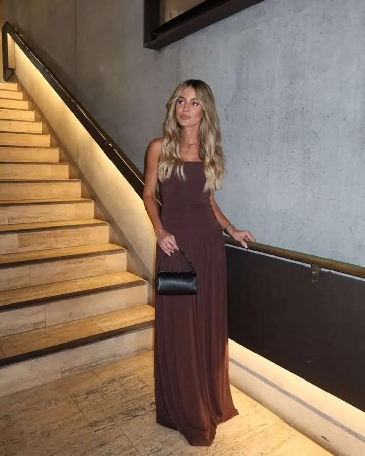 Customer photo review of Lauren Strapless Ruched Maxi Dress