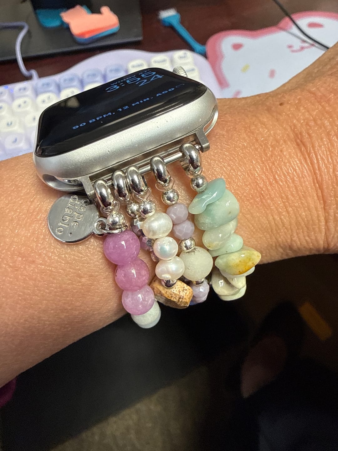 Customer photo review of Seaside Dreams Stretch Apple Watch Strap