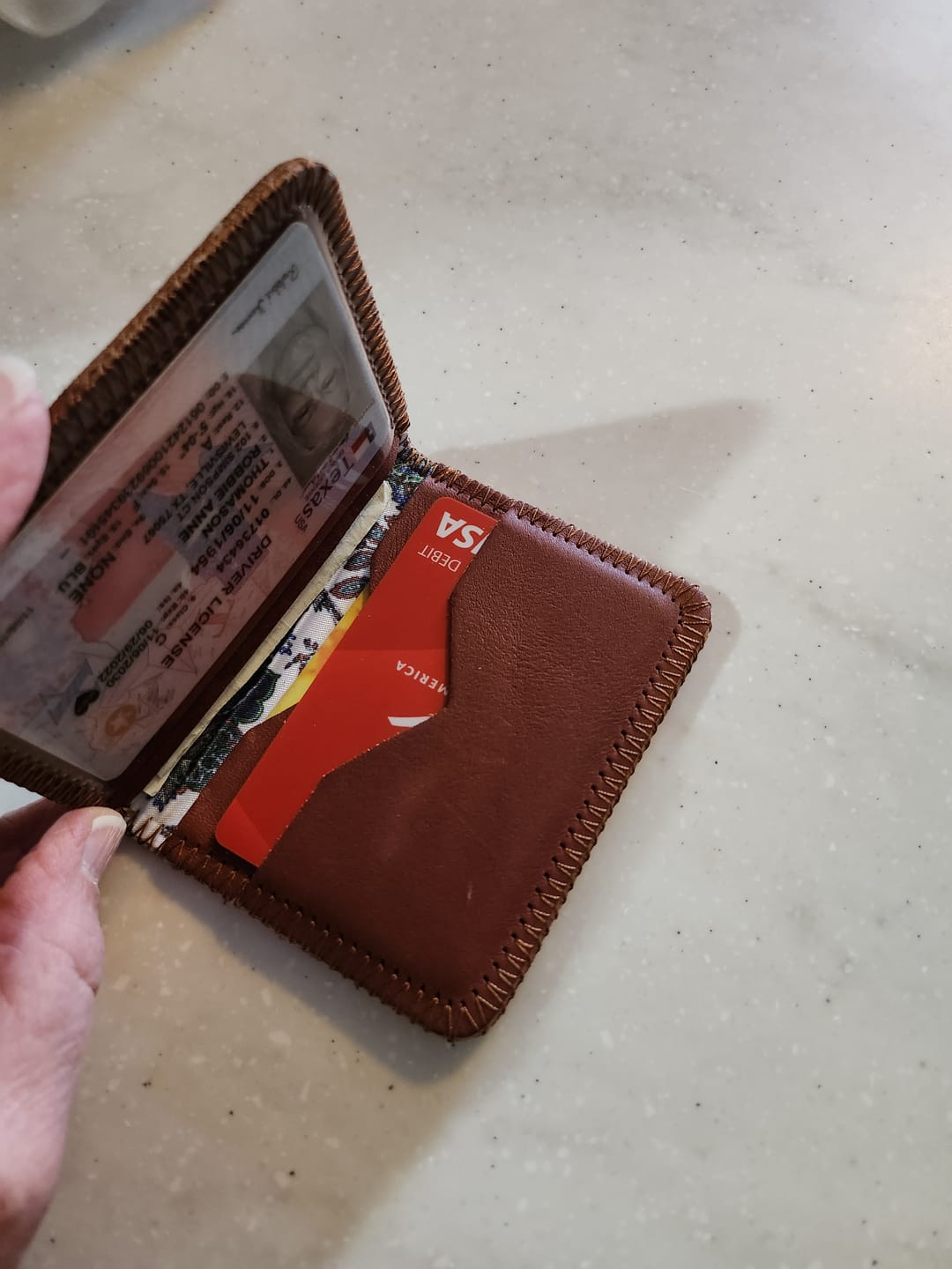 Customer photo review of Cognac Daily Wallet