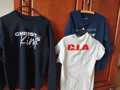 Customer photo review of Christ Is King Sweatshirt