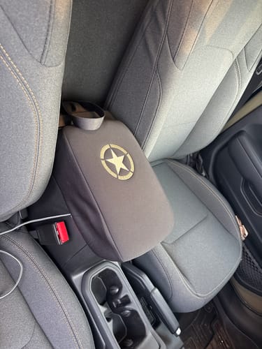Customer photo review of Embroidered Armrest Center Console Cover "Combat Star"