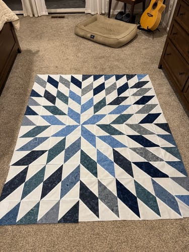 Customer photo review of Nexus in Navy Pre-Cut Ready-To-Sew Quilt Kit