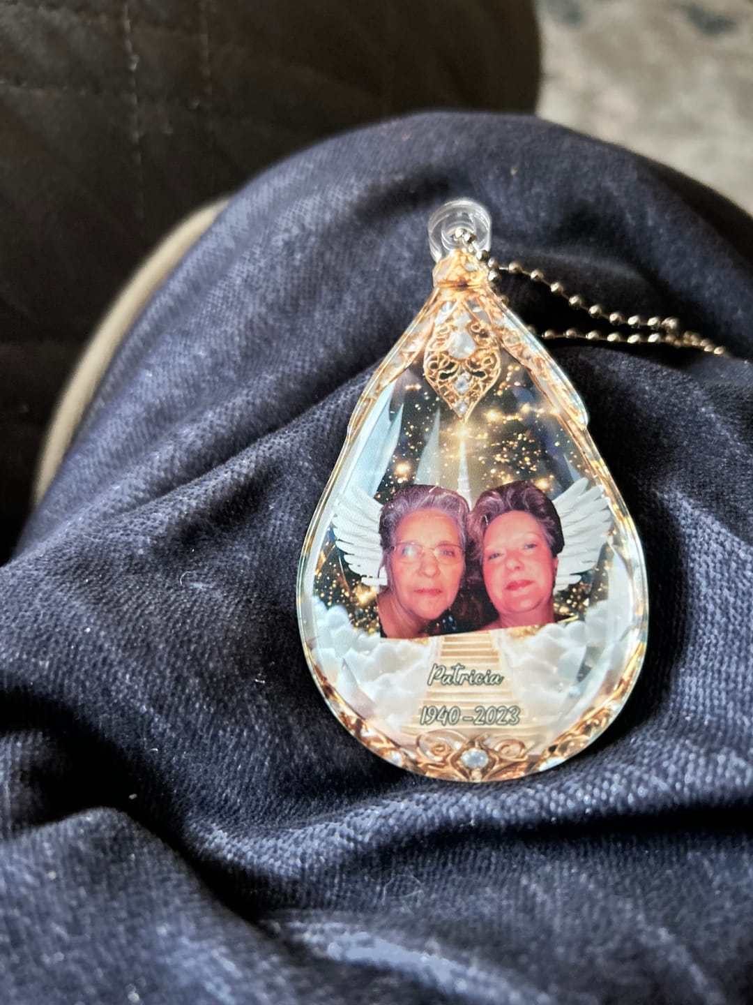 Customer photo review of Custom Photo Car Ornament - Personalized Memorial Sympathy Gifts For Loss Of Mom, Dad