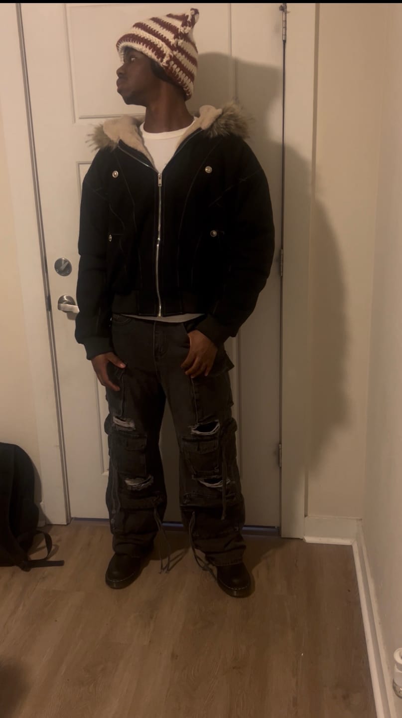 Customer photo review of Washed Multi Pocket Work Cargo Jeans Urban Streetwear Style