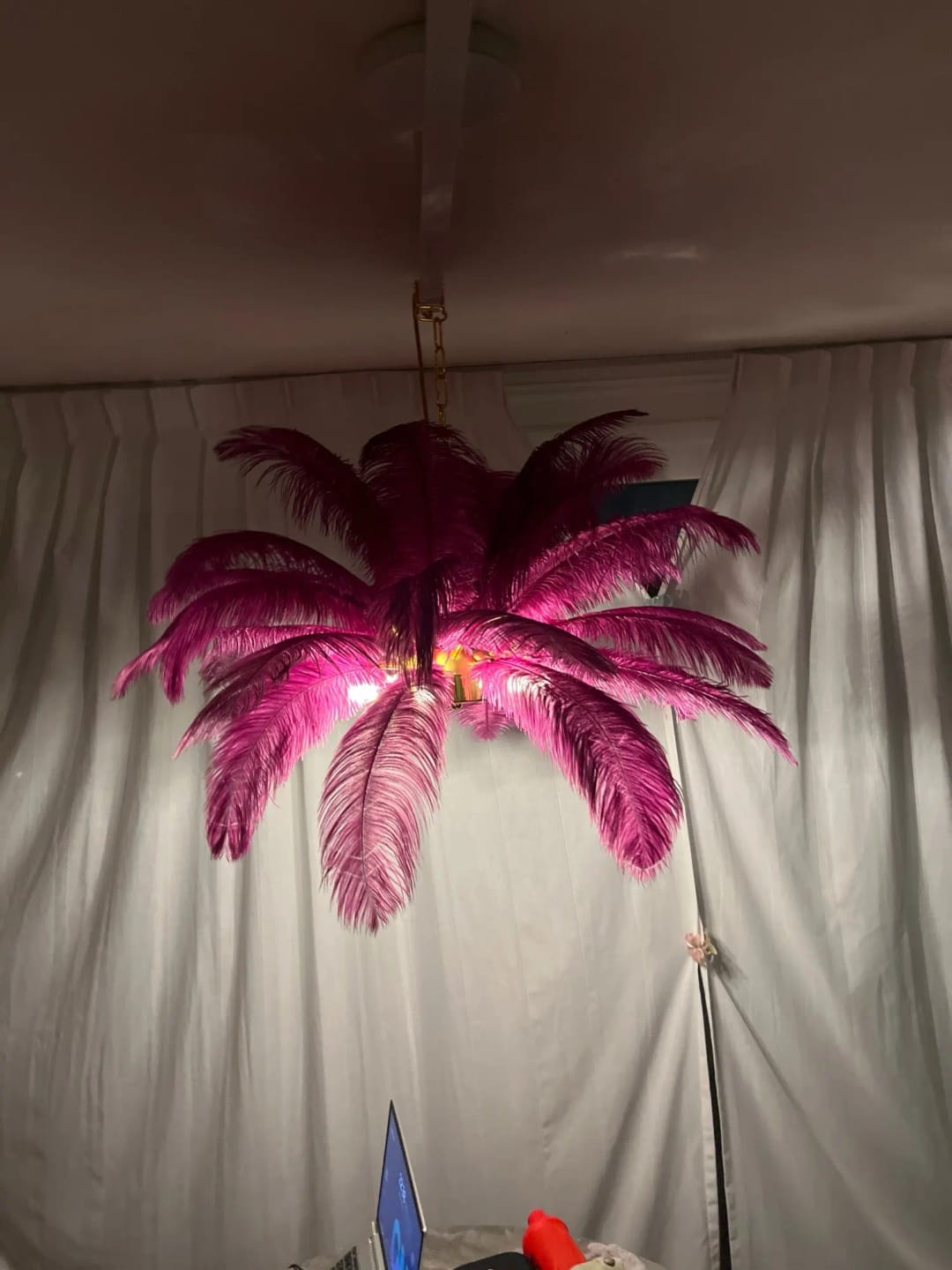 Customer photo review of Divas Modern White Ostrich Feather Chandelier