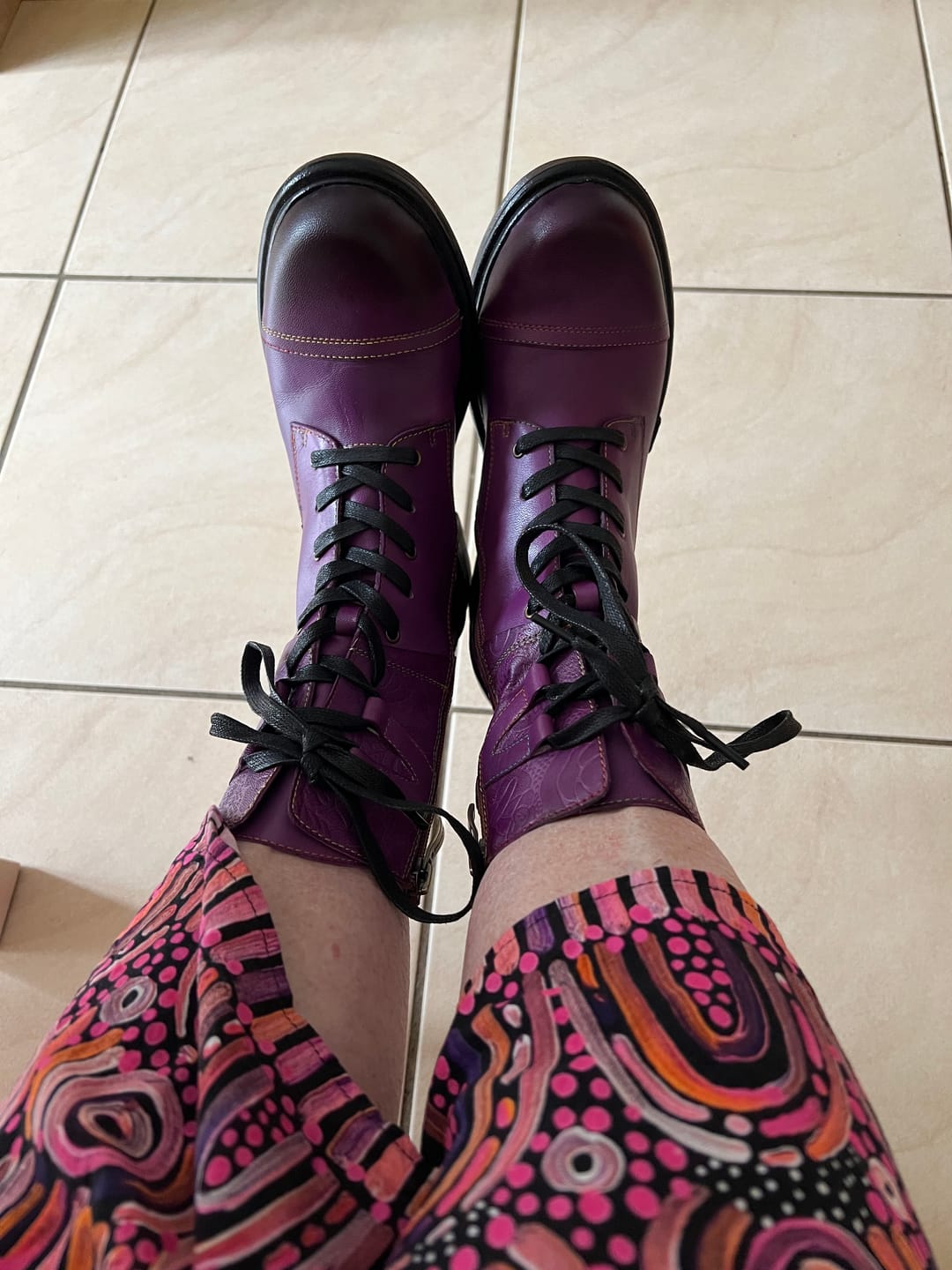 Customer photo review of Comfortable Genuine Leather Laces Zipper Ankle Boots