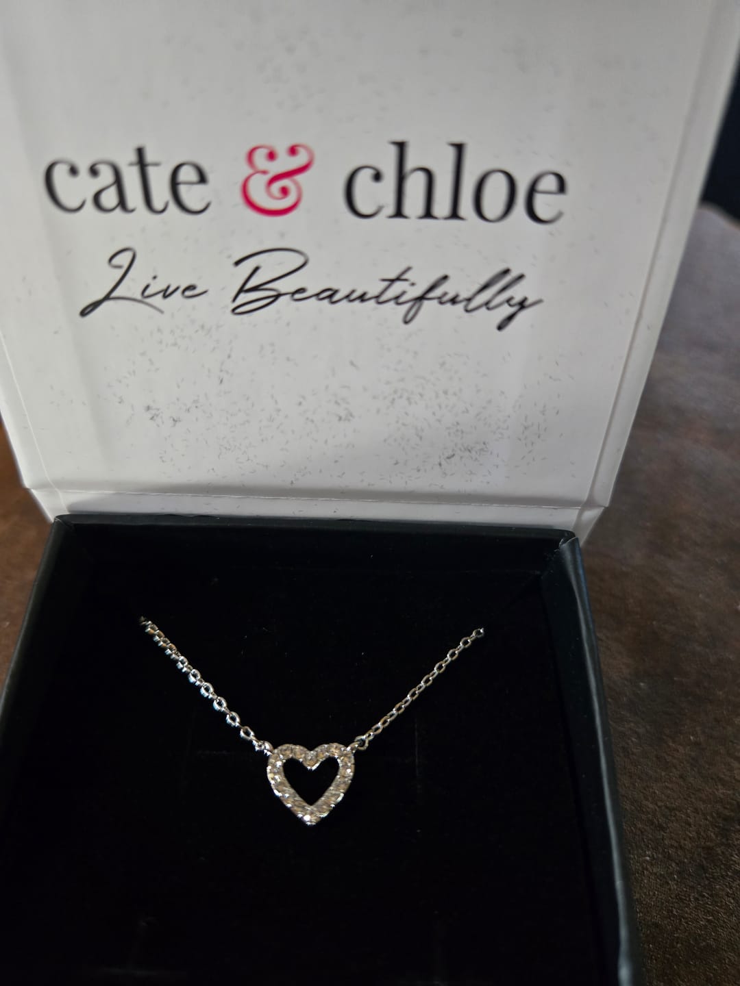 Customer photo review of Piper 18k White Gold Plated Heart Pendant Necklace with Swarovski Crystals