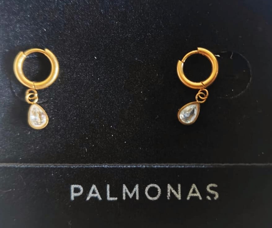 Customer photo review of Solitaire Drop Hoop Earrings