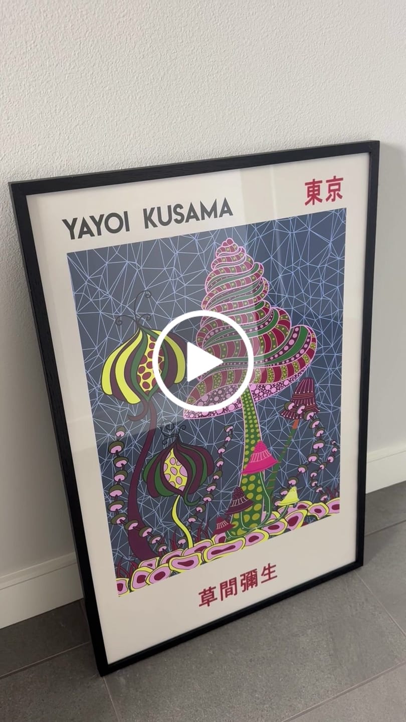 Customer video review of Colorful Yayoi Kusama Poster Set of 3 Museum Art