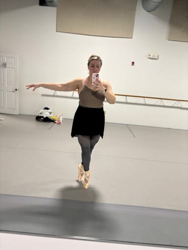 Customer photo review of Women's Haina Camisole Leotard - Mocha and Oyster Pink