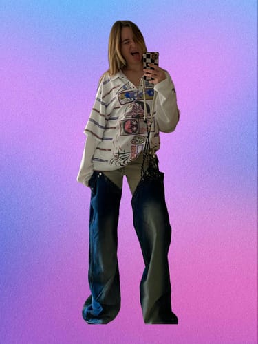 Customer photo review of Omirad Abstract Stripe Long-Sleeve Polo Shirt