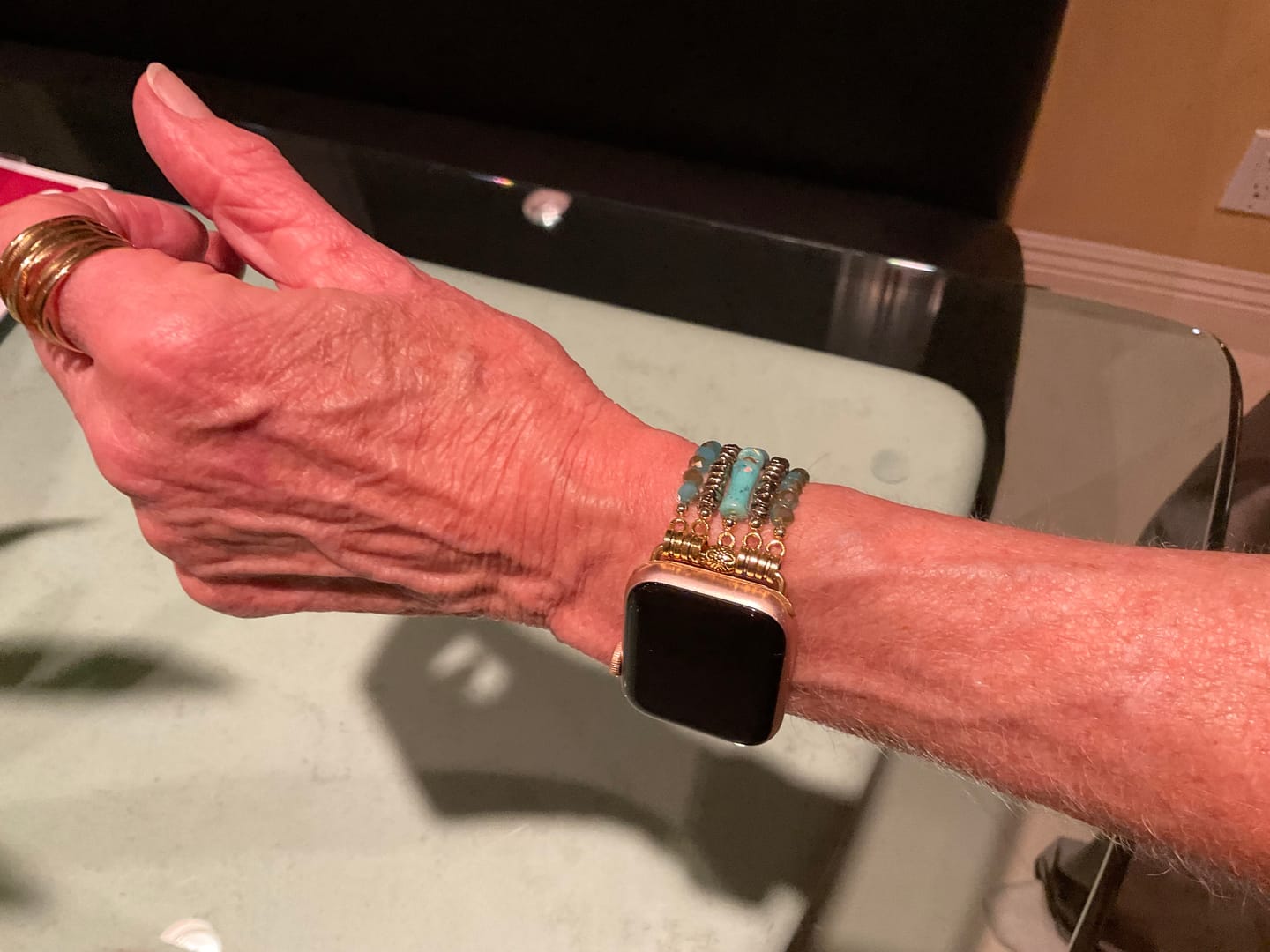Customer photo review of Golden Earth Jasper Stretch Apple Watch Strap