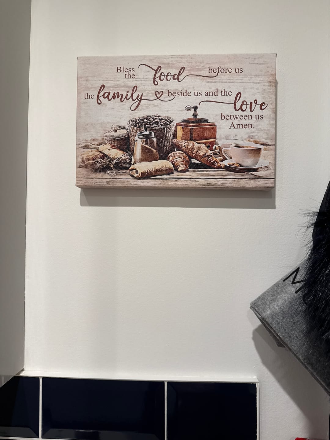 Customer photo review of Bless The Food Before Us The Family Beside Us Wall Art Canvas Print