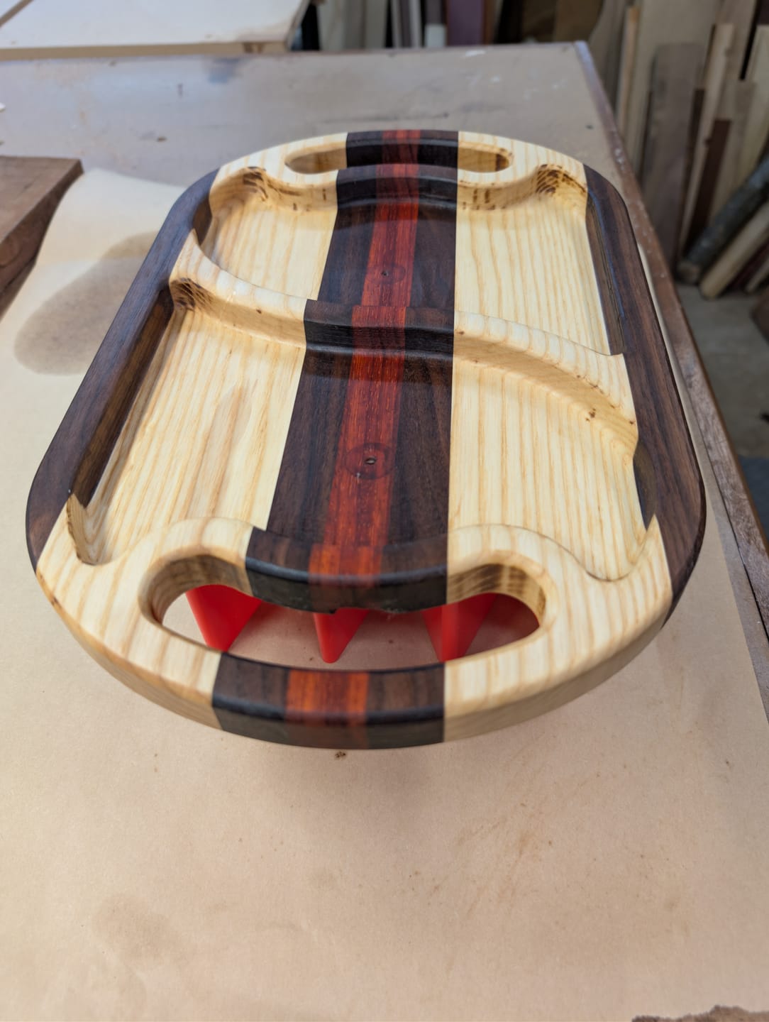 Customer photo review of 14.25x9.0" Two Pocket Wave Tray 21 With Handles Acrylic Router Template