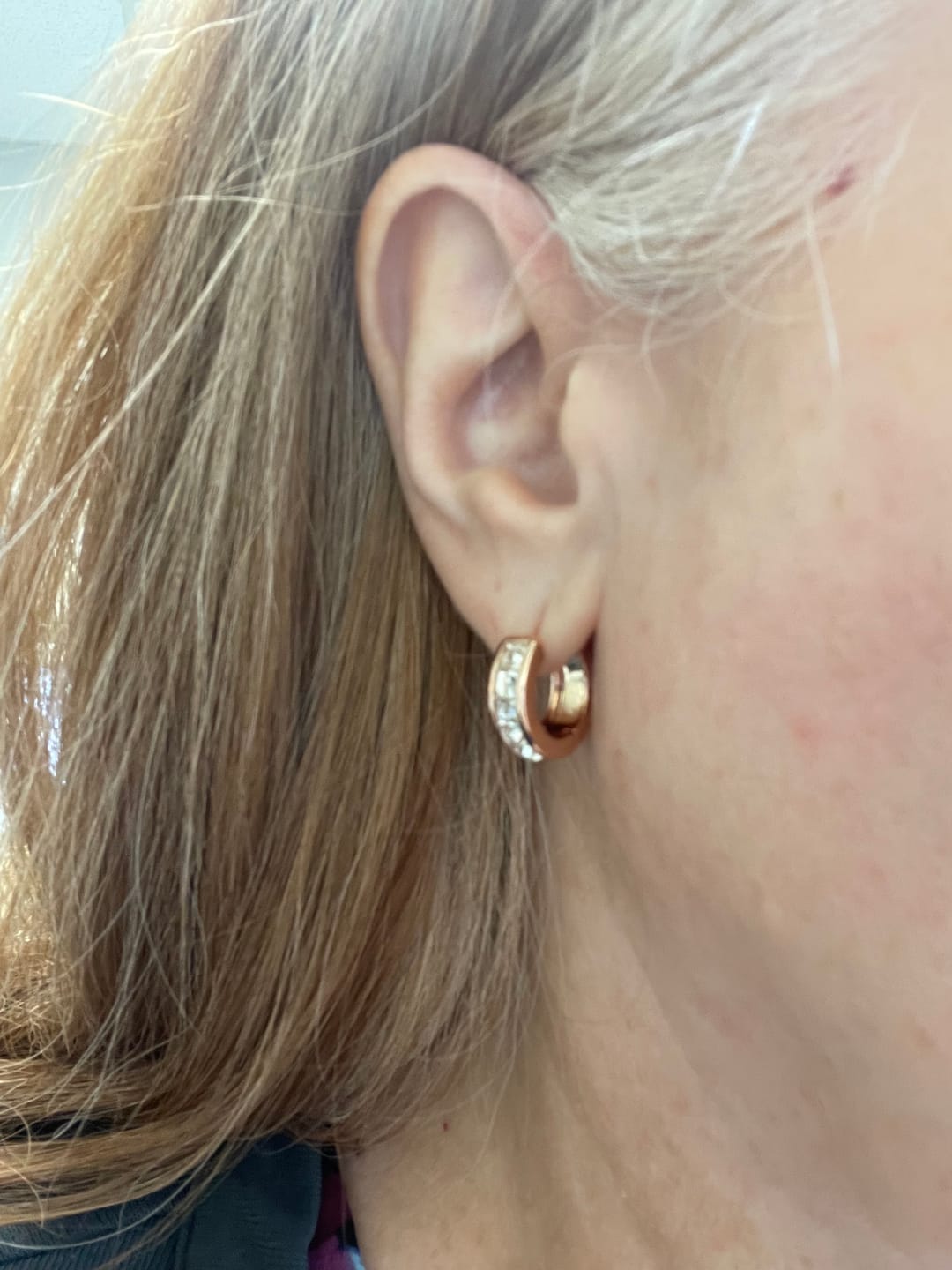Customer photo review of Giselle 18k White Gold Plated 15mm Hoop Crystal Earrings with Swarovski Crystals