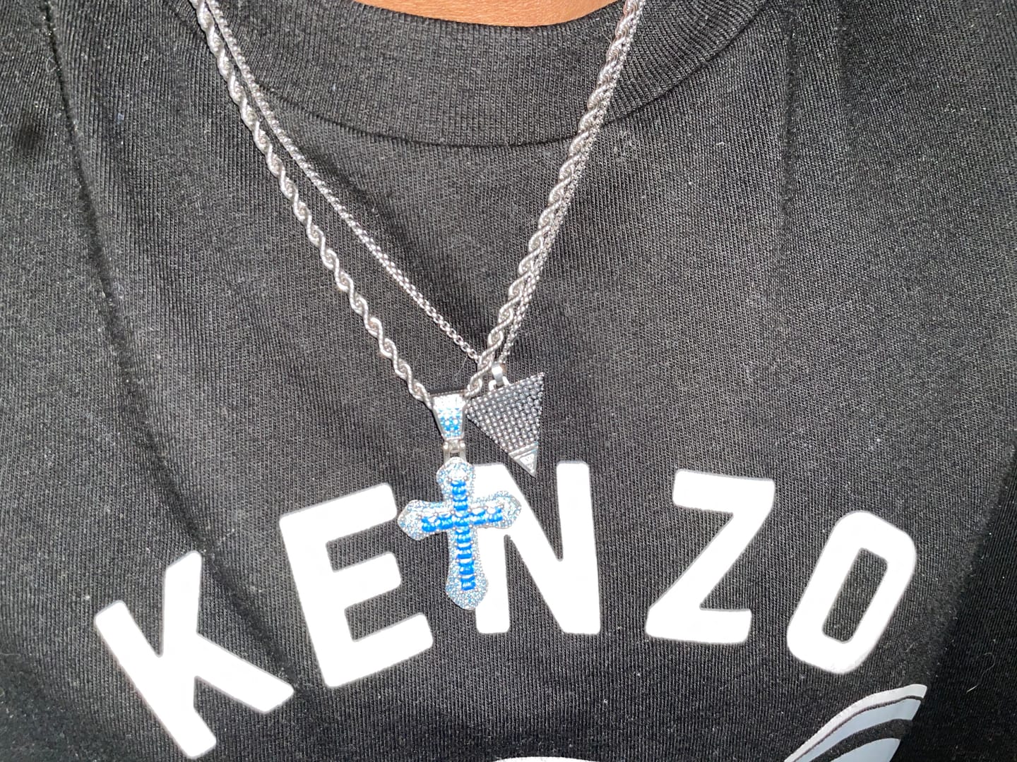 Customer photo review of BLUE CROSS PENDANT.