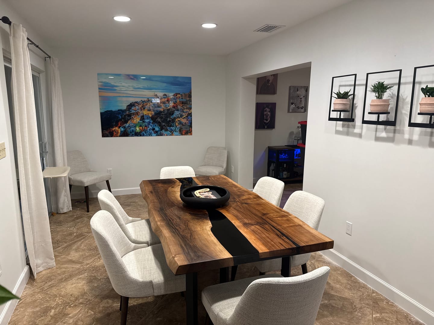 Customer photo review of Handcrafed Black Walnut Live Edge Epoxy River Dining Table - A53