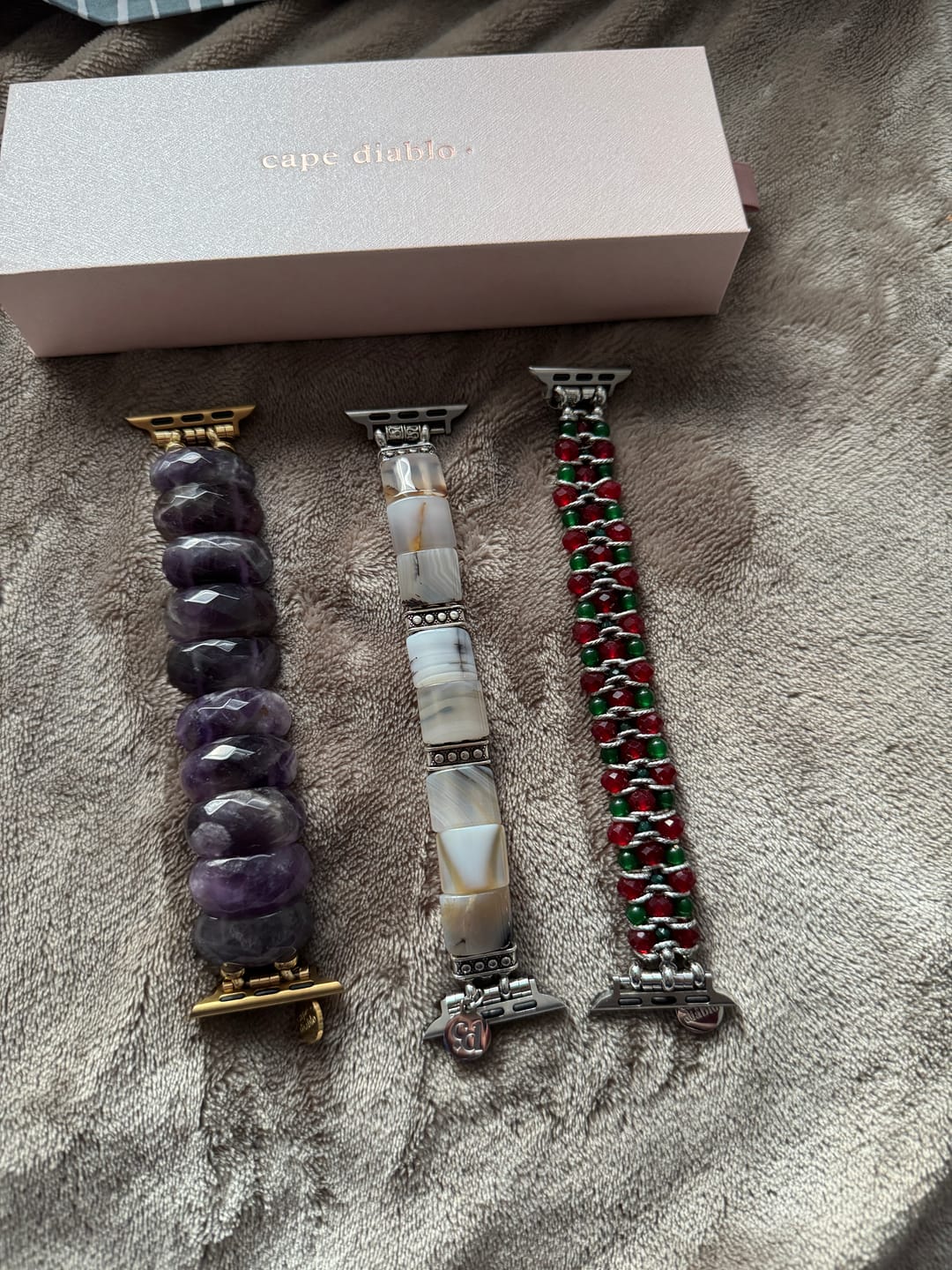 Customer photo review of Sacred Sands Agate Stretch Apple Watch Strap