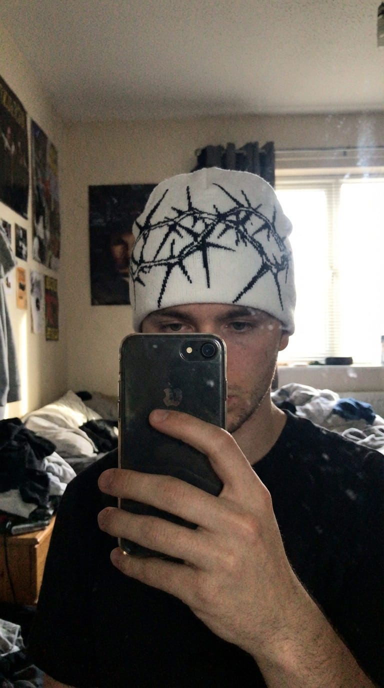Customer photo review of Barbed wire beanie