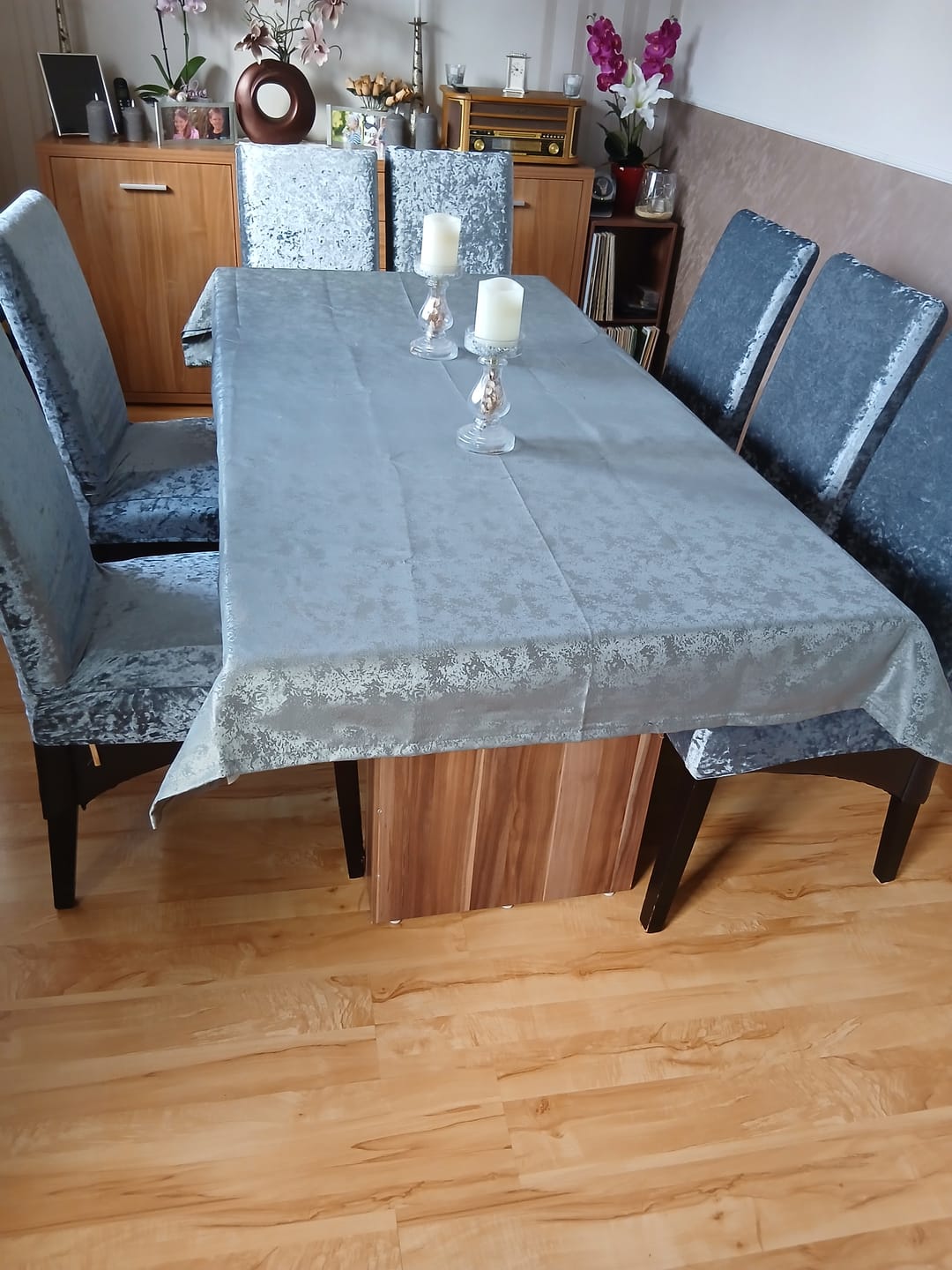 Customer photo review of Jacquard Tischdecke Granit grau eckig