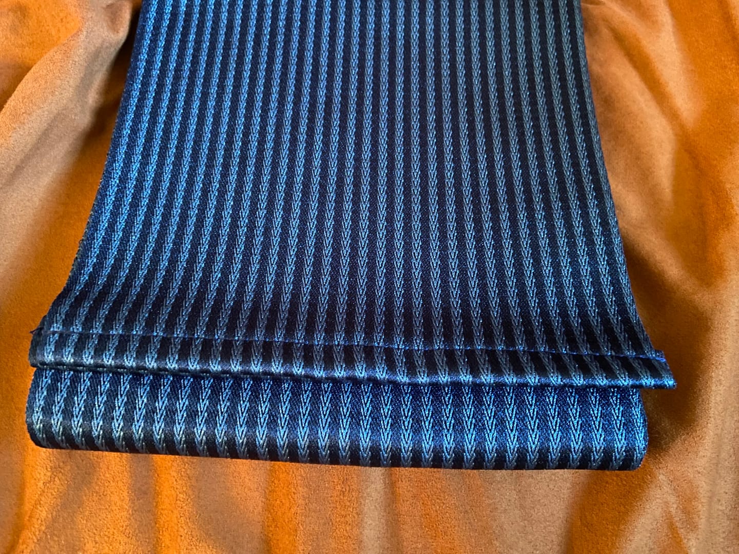 Customer photo review of Flat Obi Belt - Striped Dark Blue