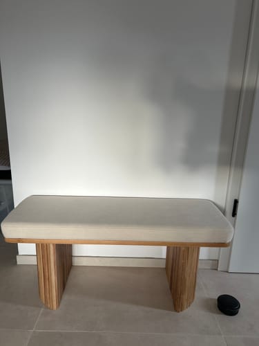 Customer photo review of PIREUS - Banc en bois massif et velours beige