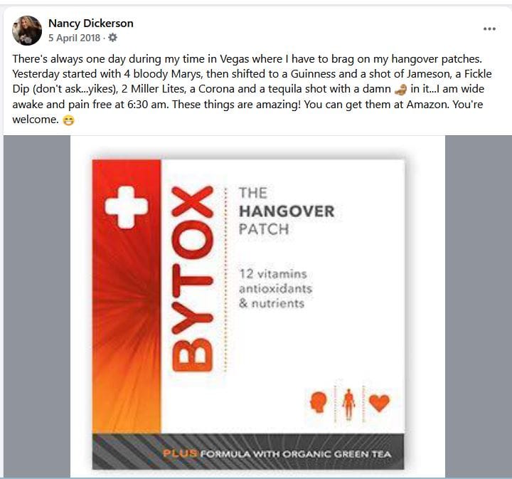 Customer photo review of BYTOX Hangover Patch