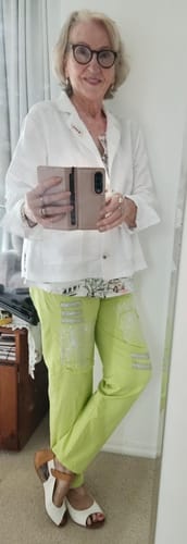 Customer photo review of Silvana Pants in Lime Splice