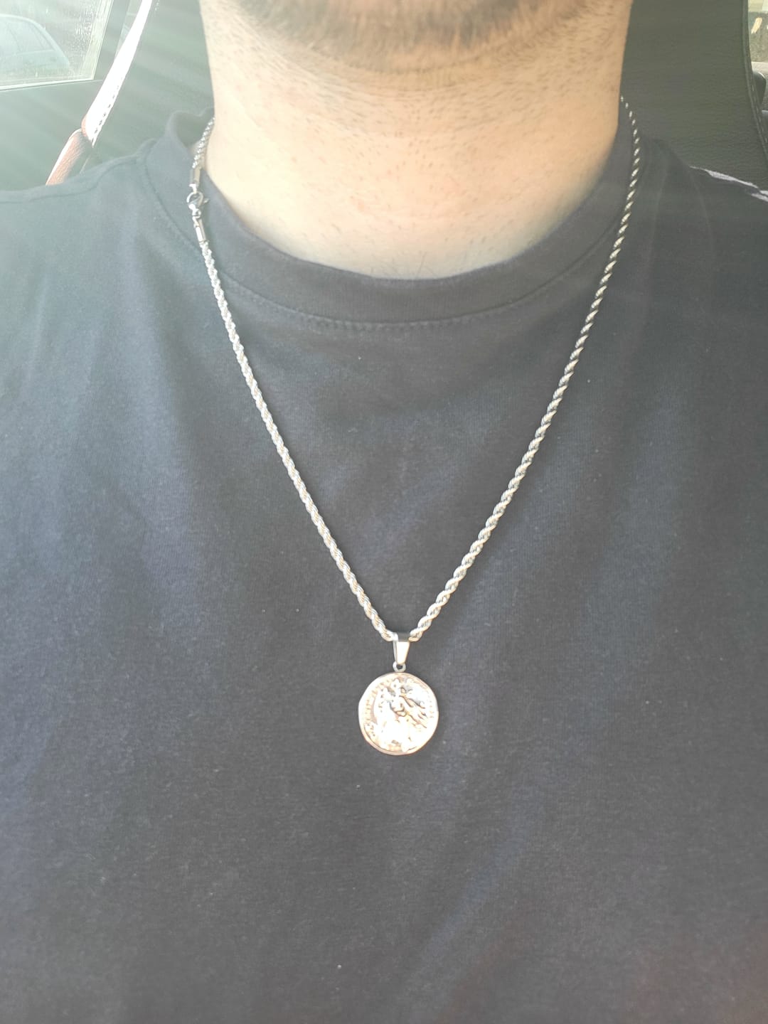 Customer photo review of Silver St Christopher Necklace