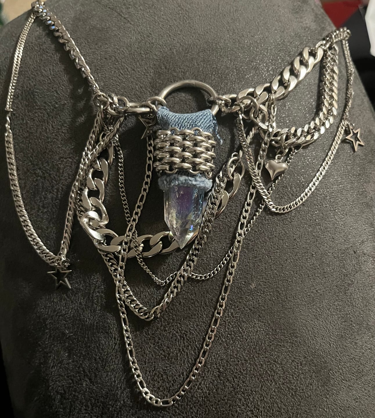 Customer photo review of Aqua Aura Quartz Layered Choker