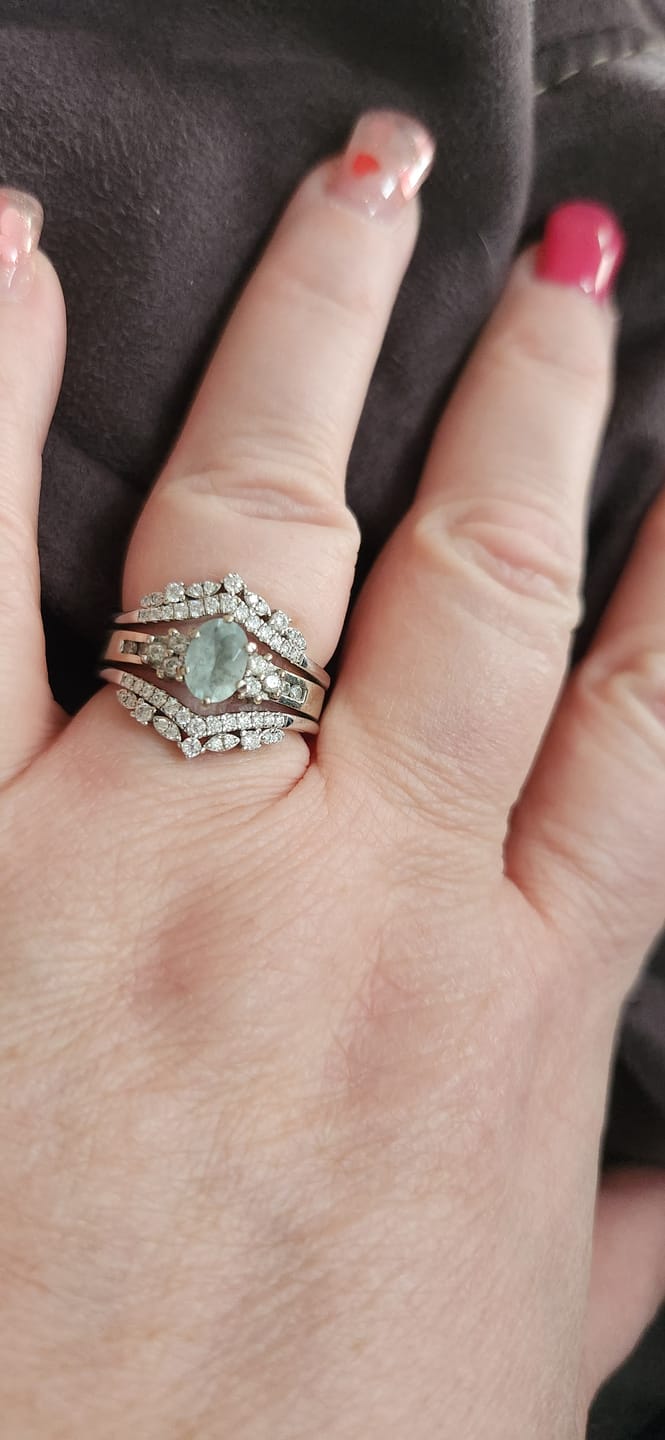 Customer photo review of S925 Moissanite Round Cut Jacket Wedding Band For Women In Sterling Silver