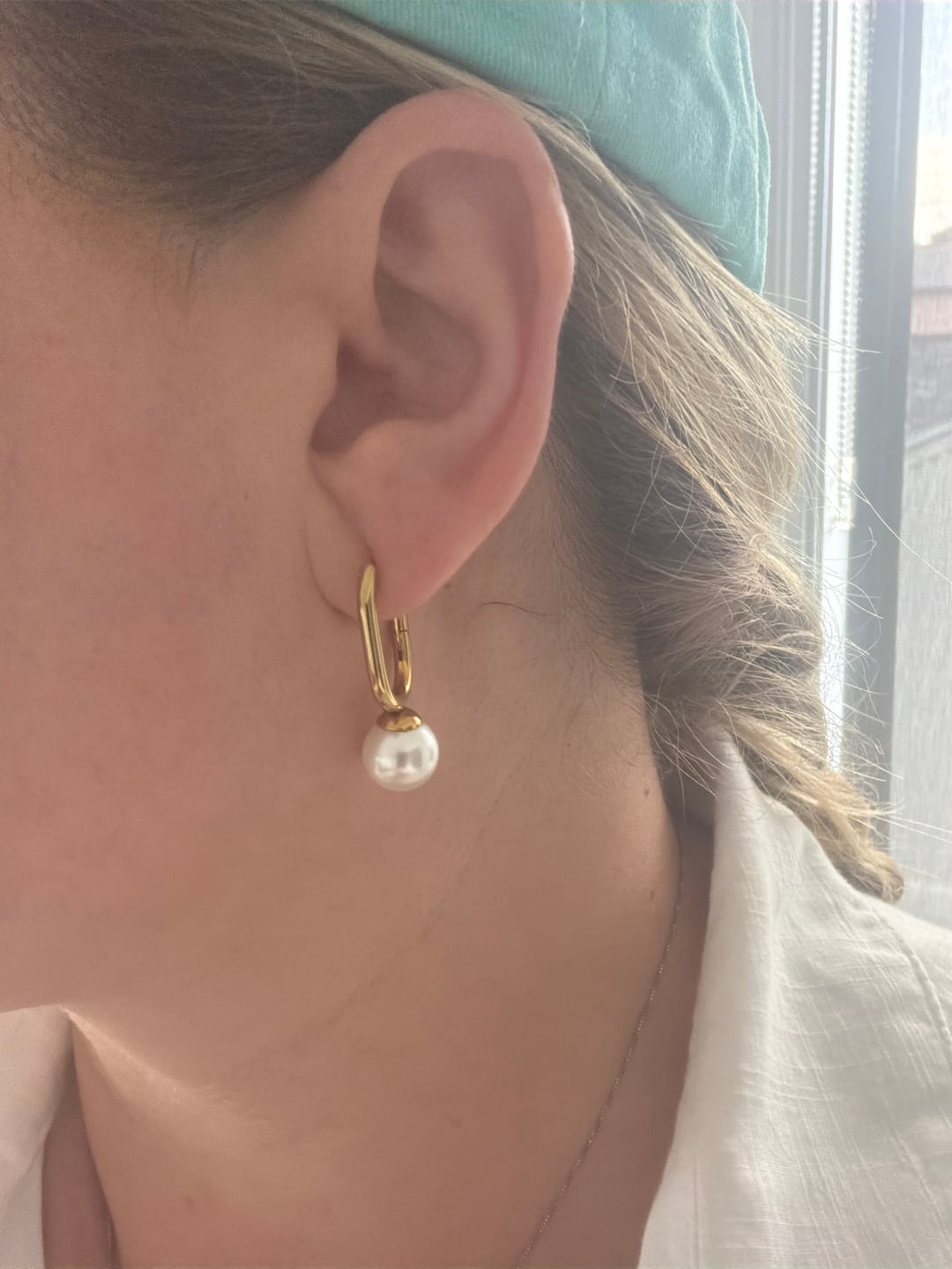 Customer photo review of Cora Pearl Hoop Earrings