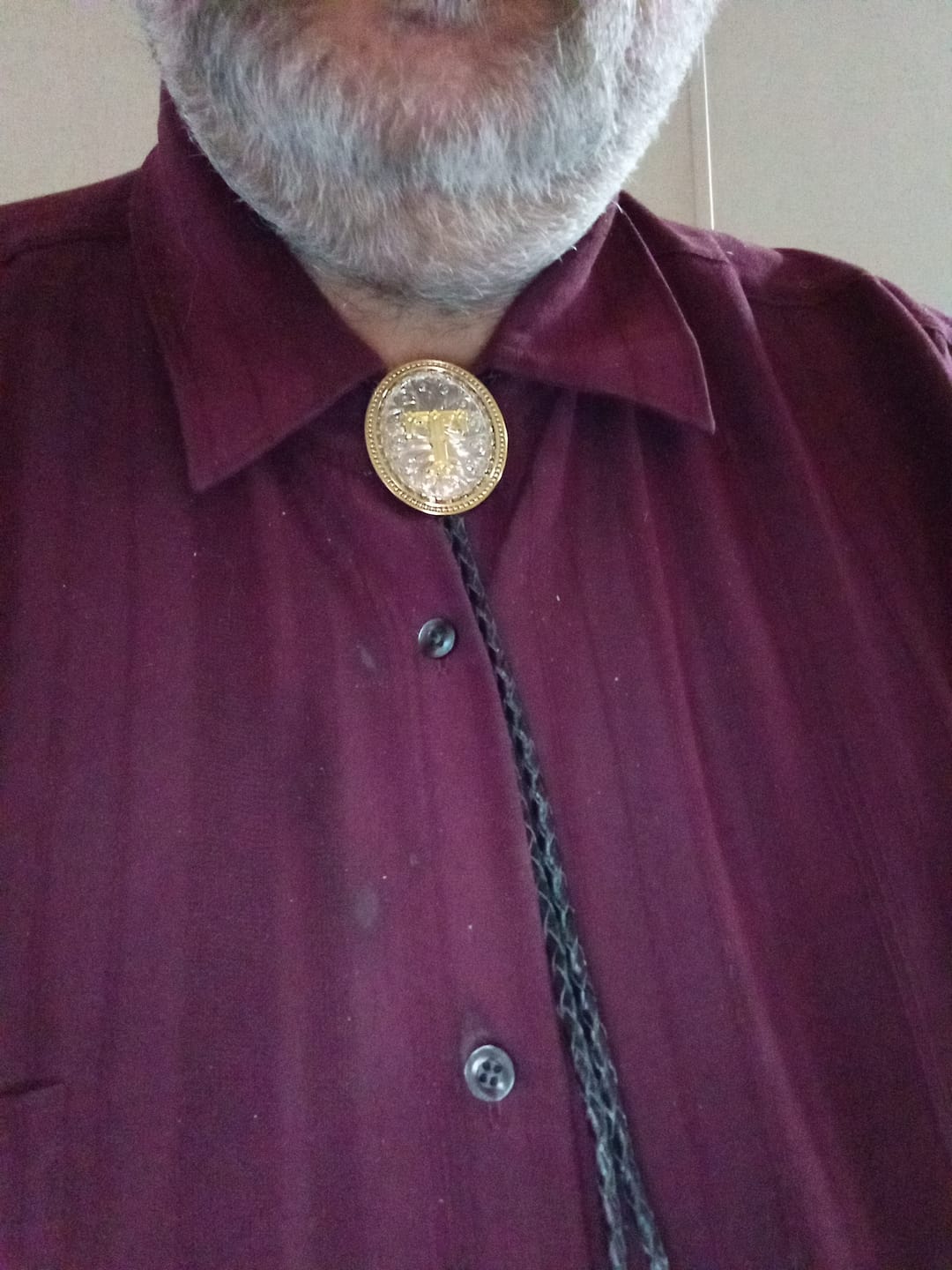 Customer photo review of Western Cowboy Shirt Accessory Alphabet A To Z Bolo Tie